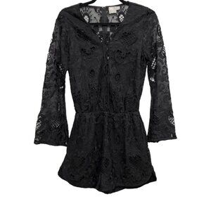 🔥ASOS V Neck Black Lace Bell Sleeve Romper